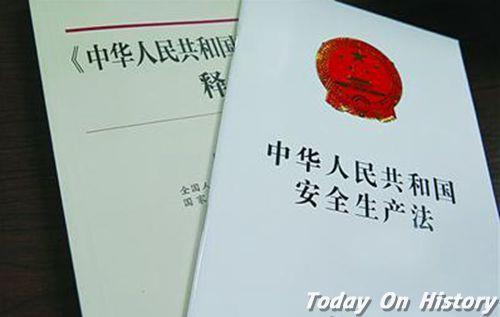 2002年11月1日《中华人民共和国安全生产法》正式施行(2024-11-1已更新)