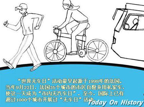 2007年9月22日中国首个“无车日” 活动 主题为“绿色交通与健康”(2024-9-22已更新)